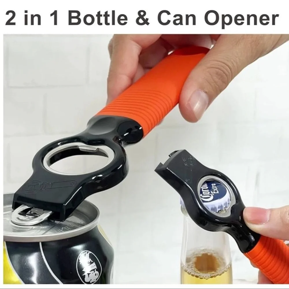 Soda Can Opener and Beer Bottle Opener Long Silicone Handle